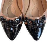 Scamboo Women's Tan Brown Black Rhinestone Flat Shoes Sz 35 - EUC