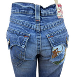 True Religion Womens Embroidered Bootcut Jeans Section Billy Medium Wash