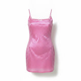 Akira Womens Pink Rhinestone Mini Slip Dress Sparkling Style  Size L