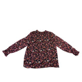 Loft Womens Black & Pink Paisley Print Long Sleeve Smocked Top Size XL