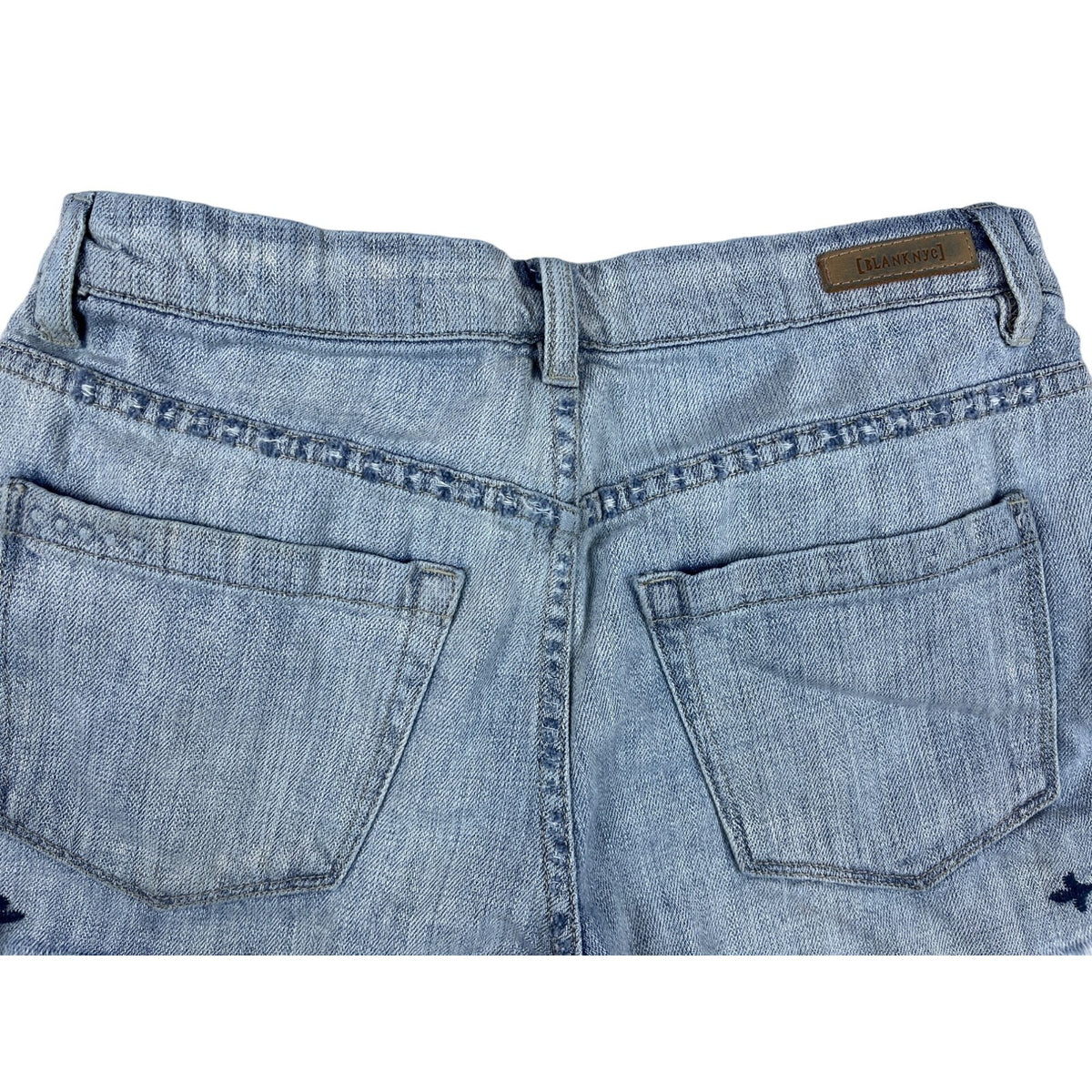 Blank Nyc Women's Light Blue Wedge Cut Off Embroidered Short Sz 28
