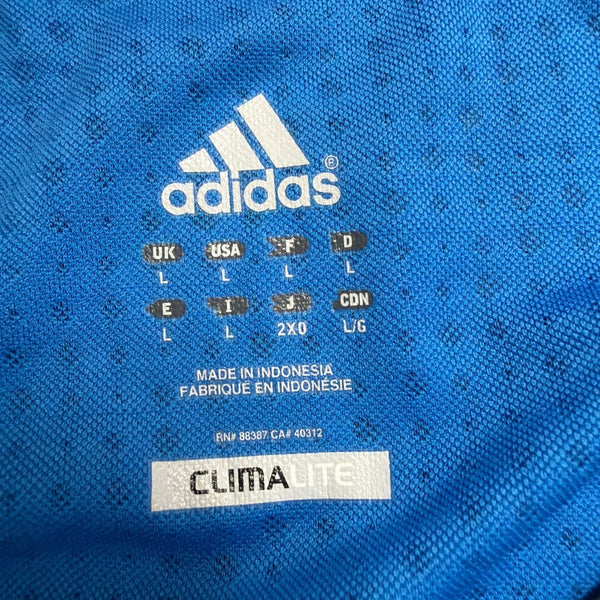 Adidas Mens Blue Long Sleeve ClimaLite Running Shirt W/ Orange Trim Size L