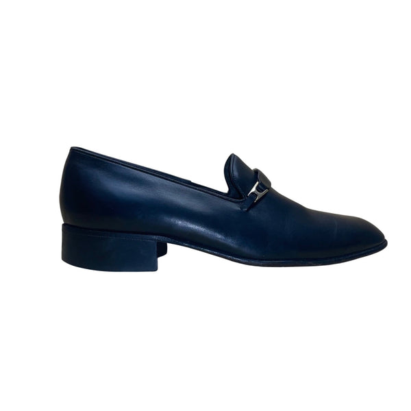 Bally Men’s Black Leather Strap accent Round Toe Slip-On Loafers Size 8