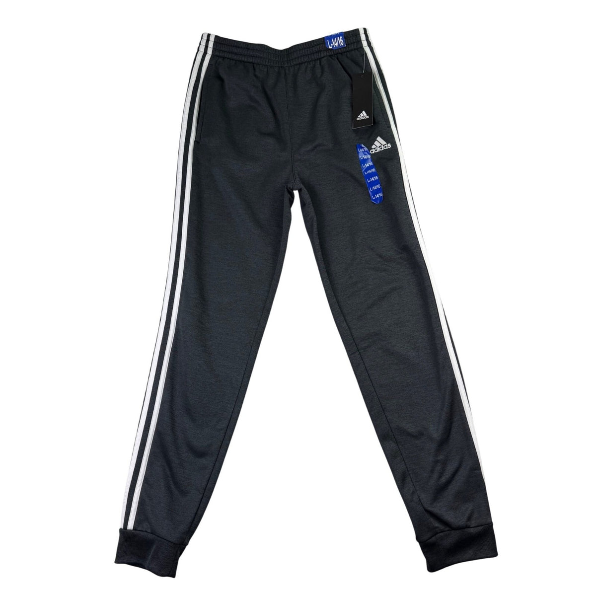 Adidas Youth Black Polyester Track Pants With White Stripes Sz L/G (14/16)