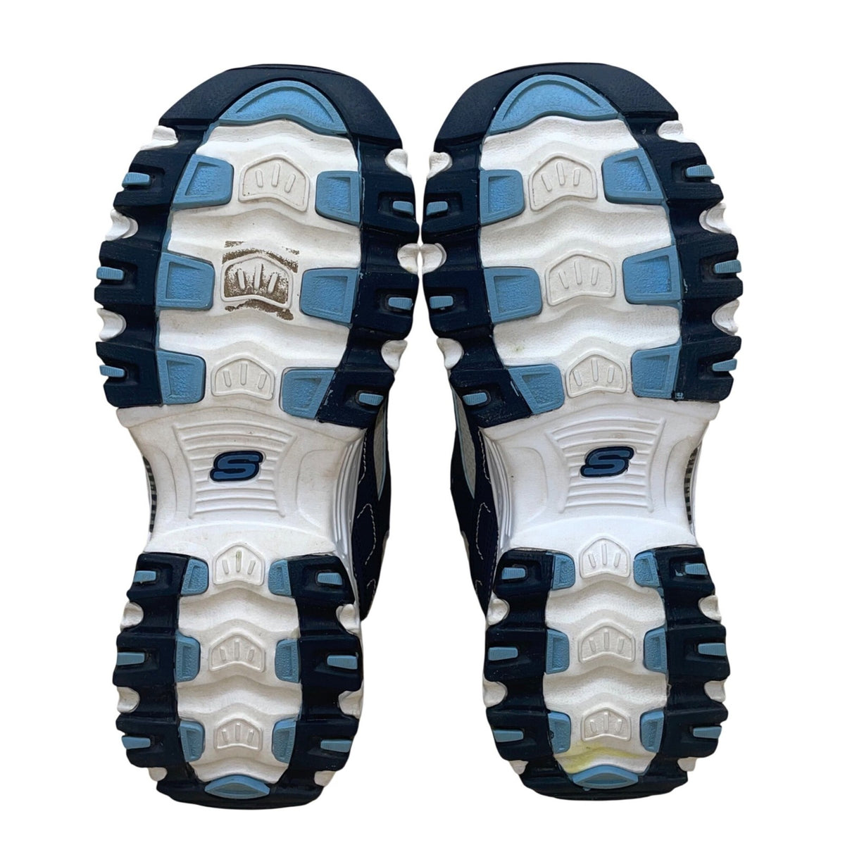 Skechers Women’s Navy & White Leather Rhinestone D’Lites Sneakers Size 7