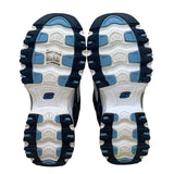 Skechers Women’s Navy & White Leather Rhinestone D’Lites Sneakers Size 7