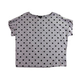Jones New York Women’s Gray Polka Dot Short Sleeve Top Size L