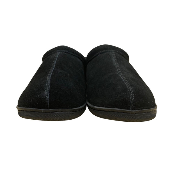 My Slippers Men’s Black Leather Faux Fur Lined Slip-On Clogs Size 13