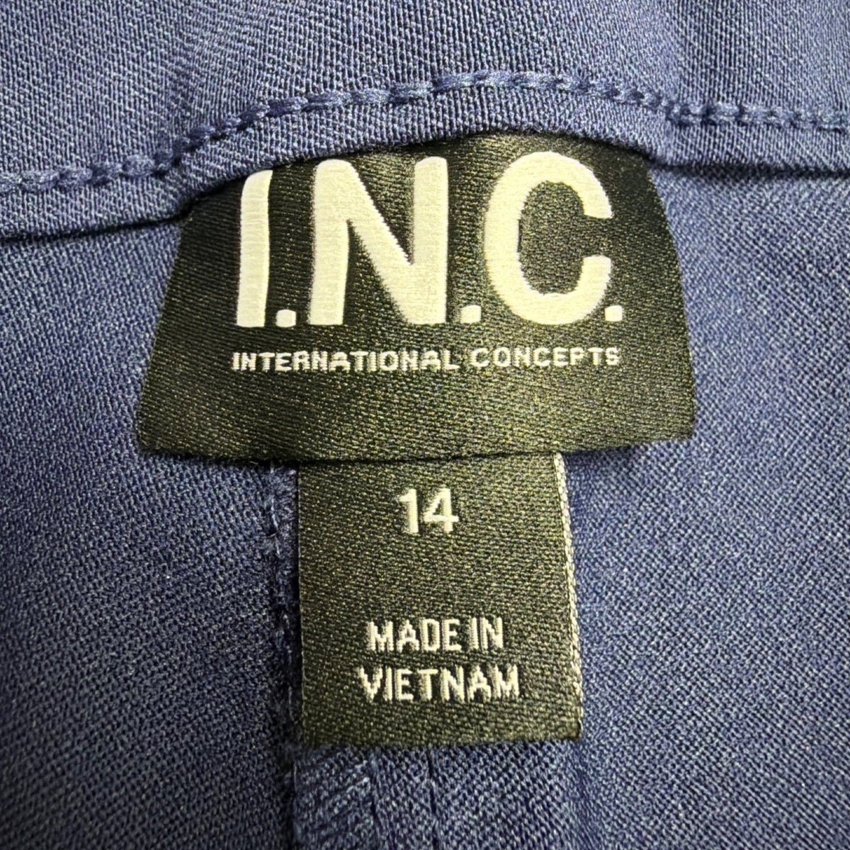 I.N.C. Womens Navy Cropped Pull-On Capri Pants With Tummy Control Size 14