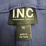 I.N.C. Womens Navy Cropped Pull-On Capri Pants With Tummy Control Size 14