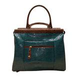 Samantha Brown Women’s Teal & Brown Croc Embossed Lining Dual Handles Travel Bag