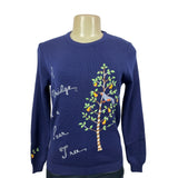 Cyn Totles Women's Dark Blue Pear Tree Design Sweater Sz M - NWT