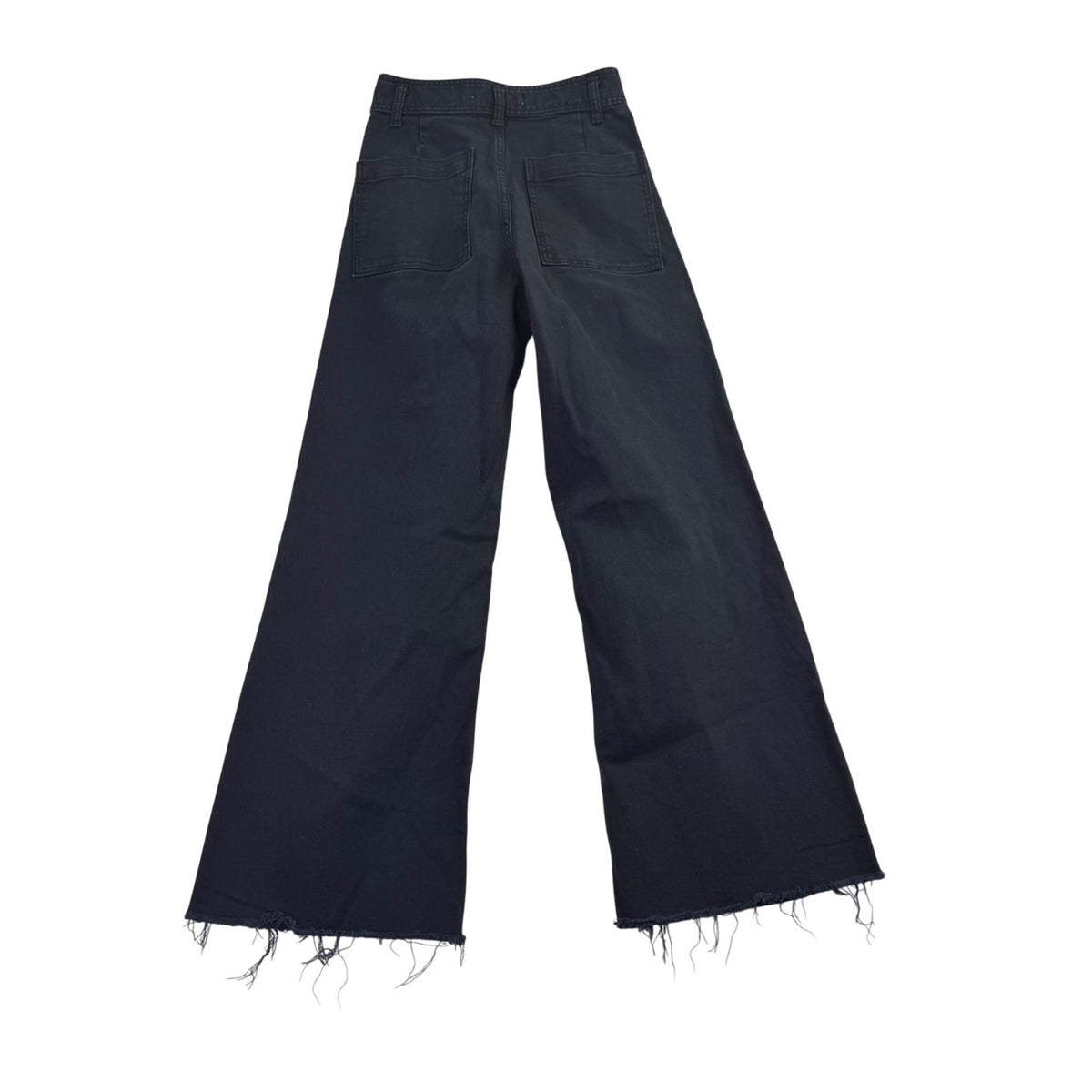 Zara Womens Black Wide Leg Frayed Hem Jeans Casual Style Size 4 
