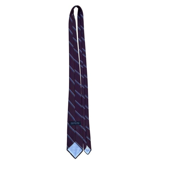 Christian D Mens Burgundy/Blue Striped Neck Tie One Size