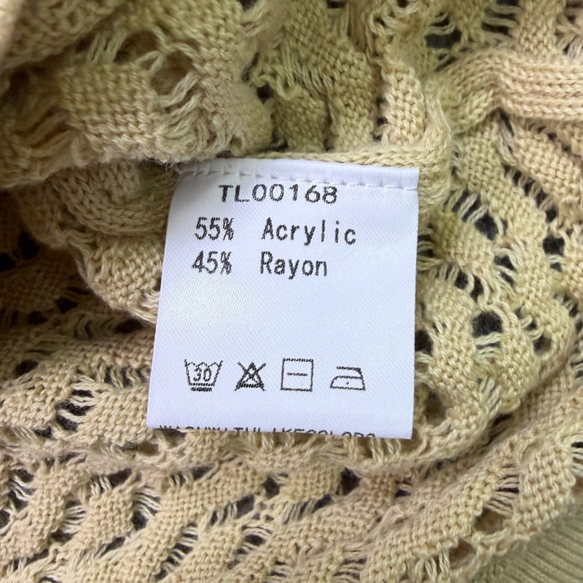 Anrabess Women Beige Long Sleeve Knit Tunic With Tie Neck Size S