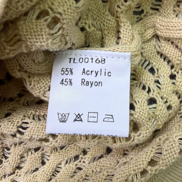 Anrabess Women Beige Long Sleeve Knit Tunic With Tie Neck Size S
