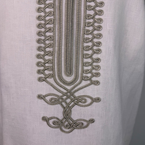 Michael Kors Womens White Linen Sleeveless Shift Dress Embroidered Accent Sz 12