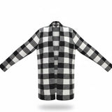 Talbots Womens Black White Merino Checkered Pattern Open Front Cardigan Size L