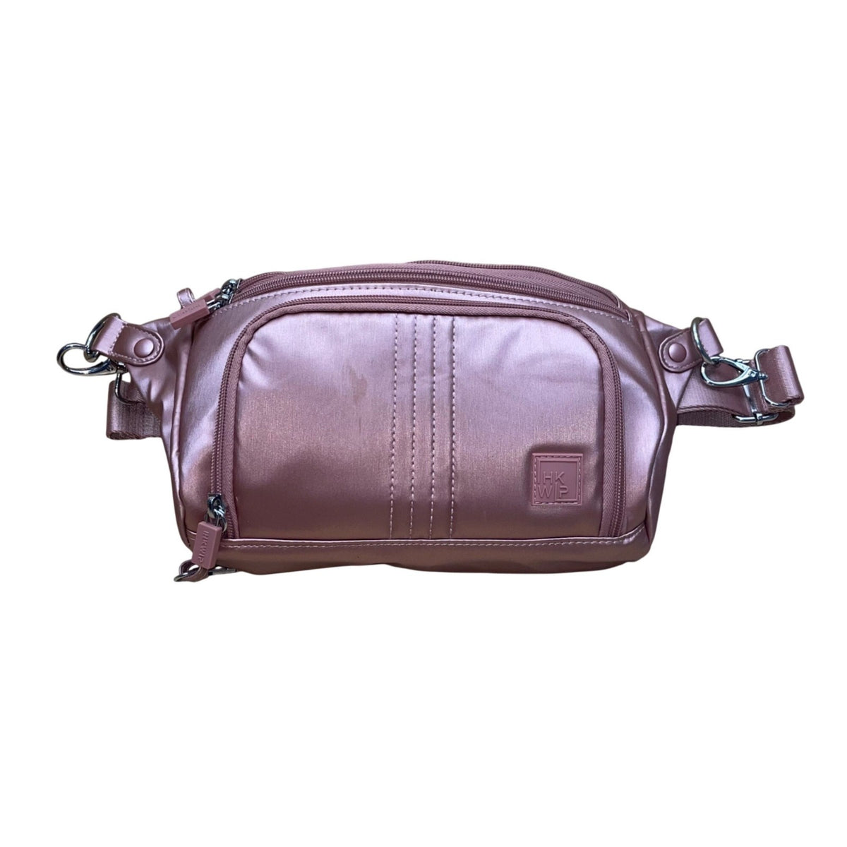IHKWIP Women’s Rose Gold Nylon Adjustable Strap & Zipper Pockets Fanny pack