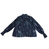 Banana Republic Womens Dark Blue Polyester Bow-Tie Long-Sleeve Blouse Size M