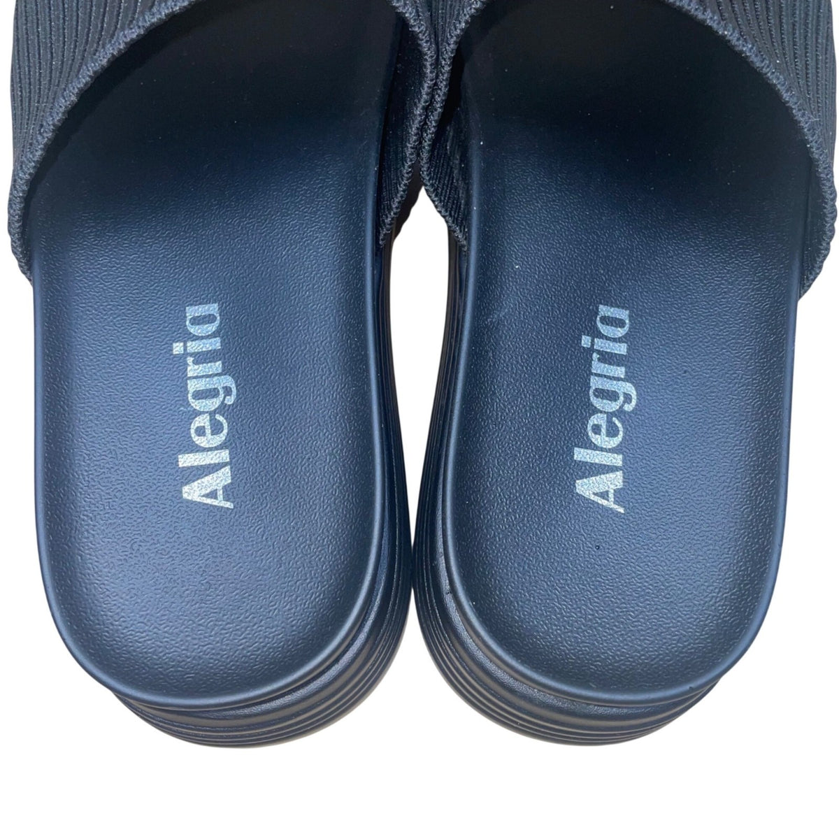 Alegria Women’s Black Textile Arch Support  Platform Slide Sandals Size 37