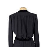 Valentino Womens Black Silk Long Sleeve Button-Down Belted Midi Dress Size 10