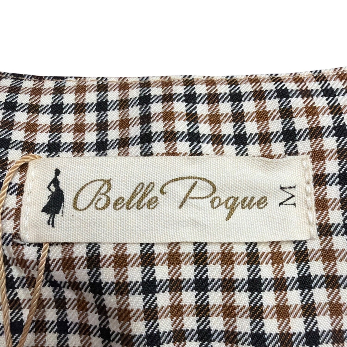 Belle Poque Womens Brown & Black Gingham Plaid Vest Blazer Top Size M