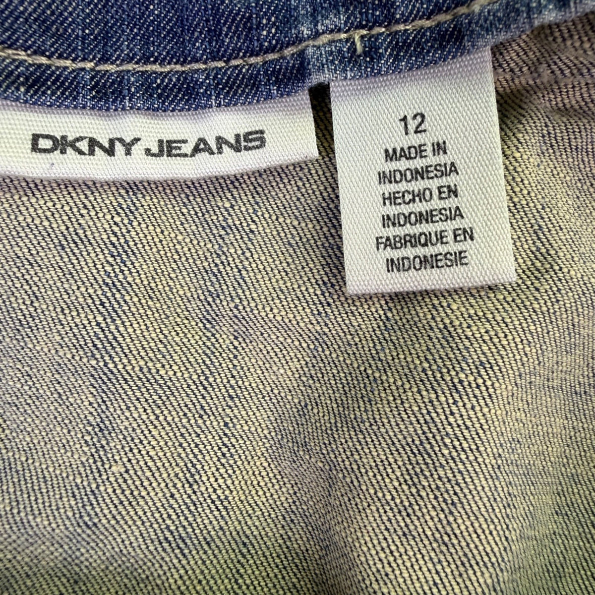 DKNY Womens Blue Cotton Jean Skirt Tiered Design Lightweight & Stylish Size 12 