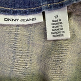 DKNY Womens Blue Cotton Jean Skirt Tiered Design Lightweight & Stylish Size 12 