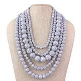Baublebar Womens White Acrylic Multi-Strand Bib Necklace Adjustable Length