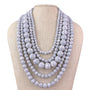 Baublebar Womens White Acrylic Multi-Strand Bib Necklace Adjustable Length