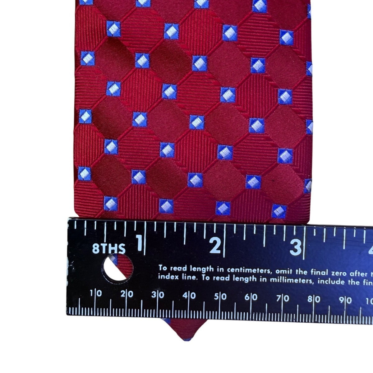 Jos A Bank Mens Red Silk Geometric Tie Executive Collection Blue Pattern