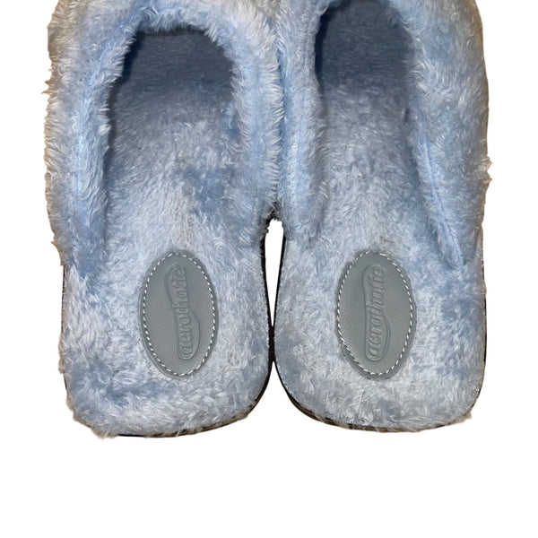 Aerothotic Women’s Blue Fluffy Orthotic Slip-On Slide Sandals Size 10US