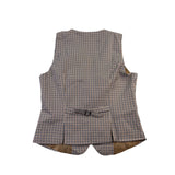 Belle Poque Womens Brown & Black Gingham Plaid Vest Blazer Top Size M