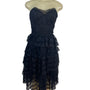 Vintage TD4 Strapless Black Lace Tiered Party Dress With Bow Back Detail Sz 7/8