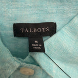 Talbots Women’s Aqua Linen Button-Up Long-Sleeve Shirt Lightweight Casual Size M