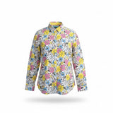 Talbots Petite Womens White Floral Button Front Long Sleeve Shirt Size PXL
