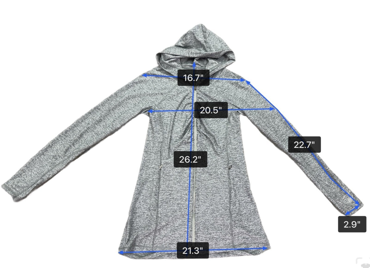 Athleta Women’s Gray Polyester/Nylon Hooded SweaterFull Zip Lightweight Size S