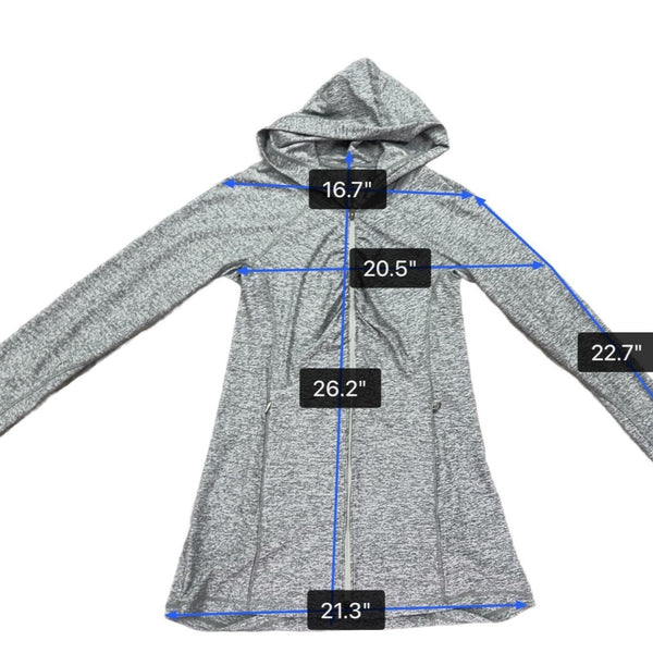 Athleta Women’s Gray Polyester/Nylon Hooded SweaterFull Zip Lightweight Size S