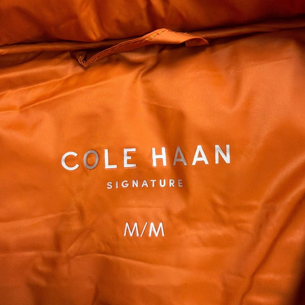 Cole Haan Mens Orange Quilted Puffer Vest With Zip Pockets Lightweight Sz M