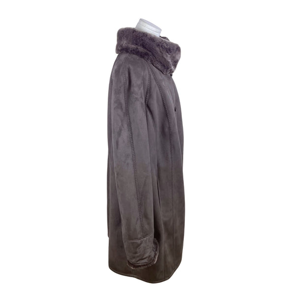 Portrait Women's Brown Button Up Collard Coat Lined With Faux Fur Sz 1X