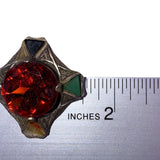Miracle Womens Silver Tone Glass Brooch With Amber & Green Gem Accents