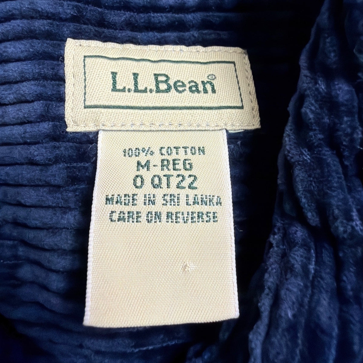 L.L.Bean Womens Navy Cotton Corduroy Button-Down Shirt Long Sleeve Sz M-Regular