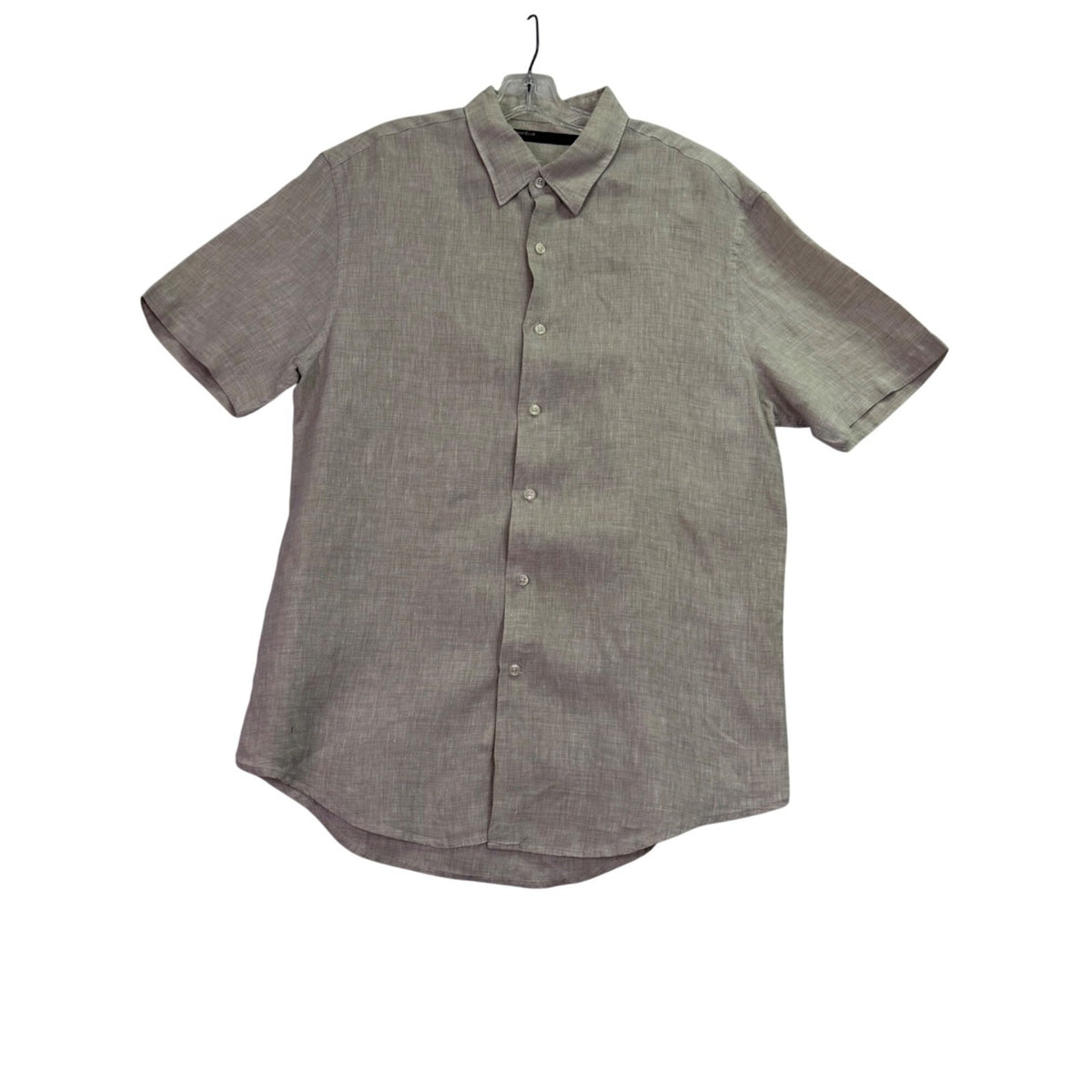 Perry Ellis Mens Tan Linen Short Sleeve Button-Up Shirt Lightweight Casual Sz XL