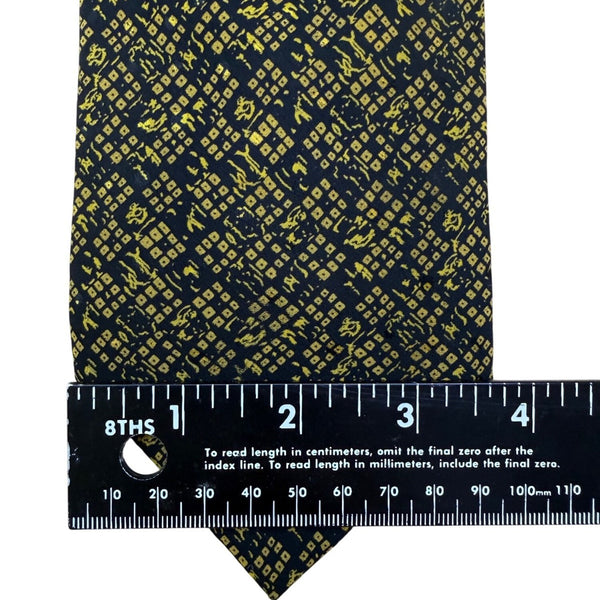Brioni Mens Navy Yellow Silk Tie Geometric Pattern Handmade In Italy 3.5" Wide