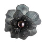 Monet Womens Black Metal Floral Brooch With Faux Pearl Center Pin Elegant Gift