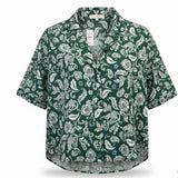 Loft Womens Green Floral Lyocell Short-Sleeve Button-Up Shirt Size XL