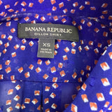 Banana Republic Womens Blue Long Sleeve Printed Button-Up Ruffle Dillon Shirt Sz