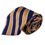 Paul Fredrick Mens Navy & Gold 100% Italian Silk Striped Hand-Tailored Tie