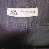 Zara Womens Black Cotton Wide-Leg Frayed Hem High-Waist Jeans Size 4